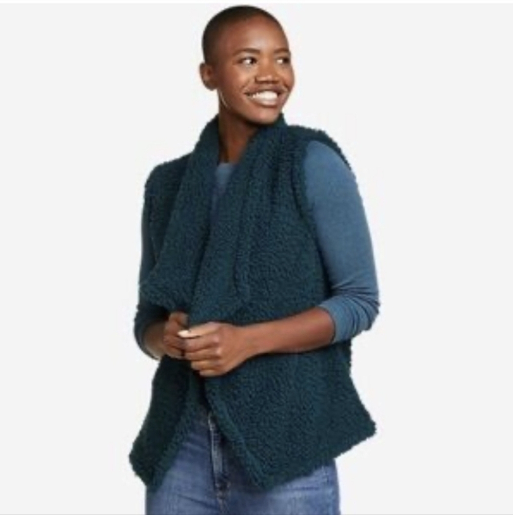 NWT Eddie Bauer Fireside Plush Vest In Peacock Womens Size XL